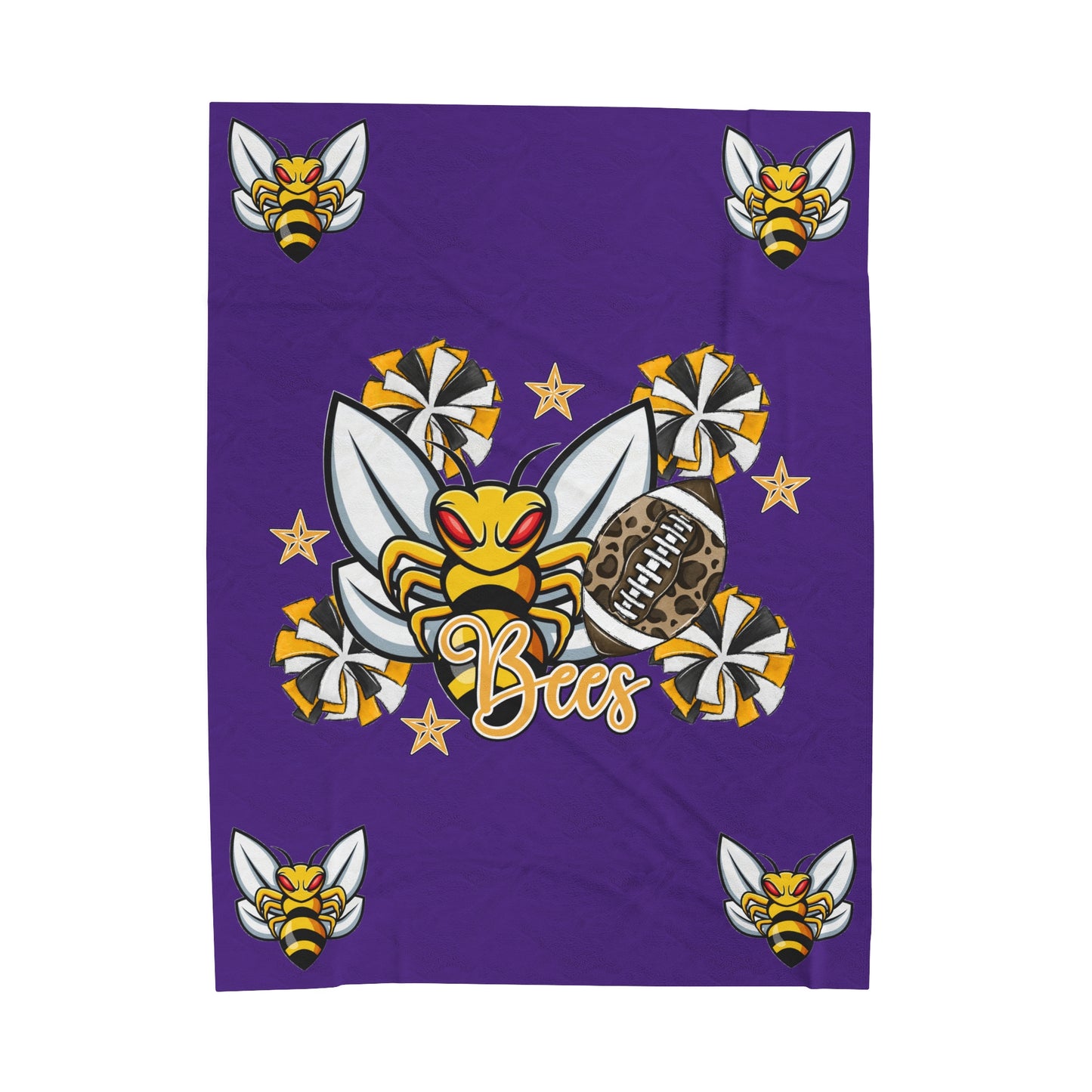 Bees-Apparel Bees Football Velveteen Plush Blanket