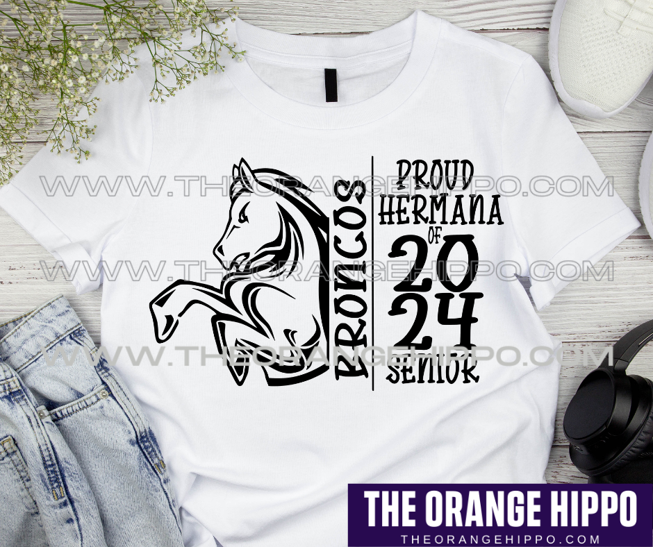 Broncos-Mascot Proud Hermana/Sister 2024 Senior - PNG & SVG Digital