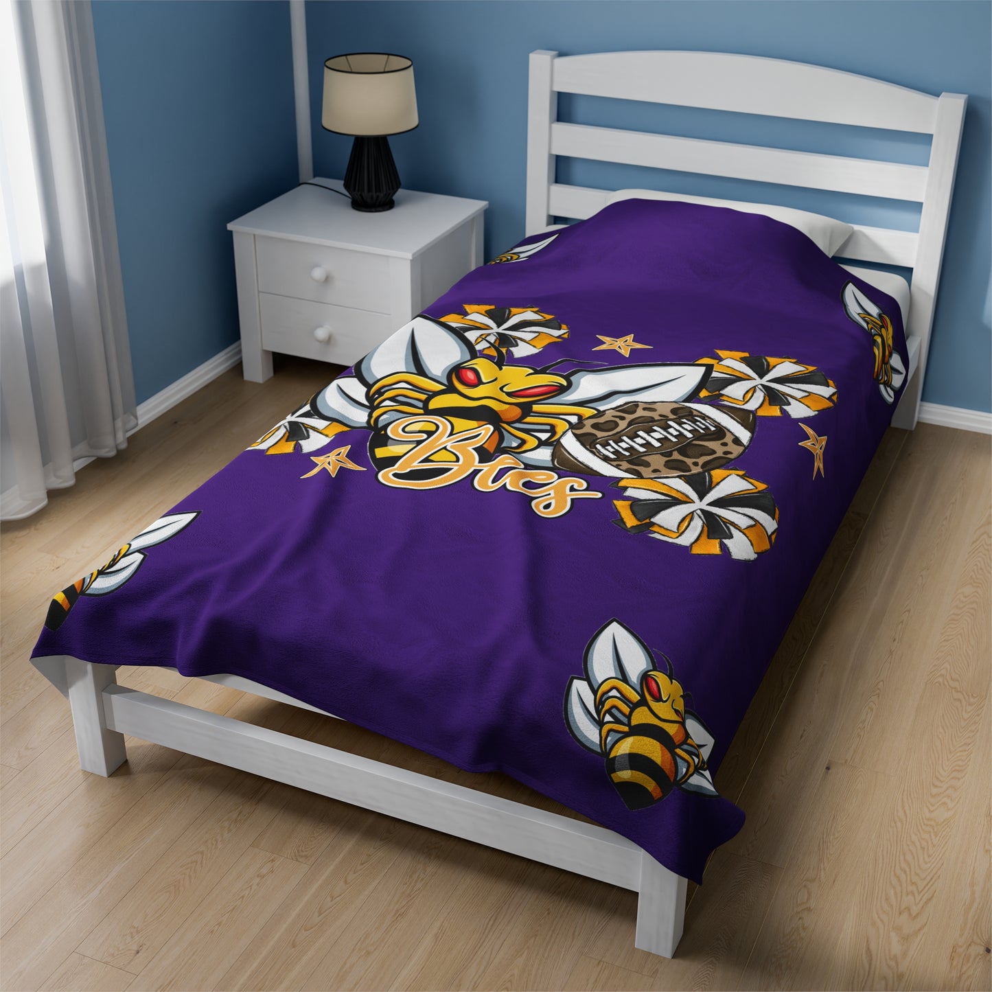 Bees-Apparel Bees Football Velveteen Plush Blanket