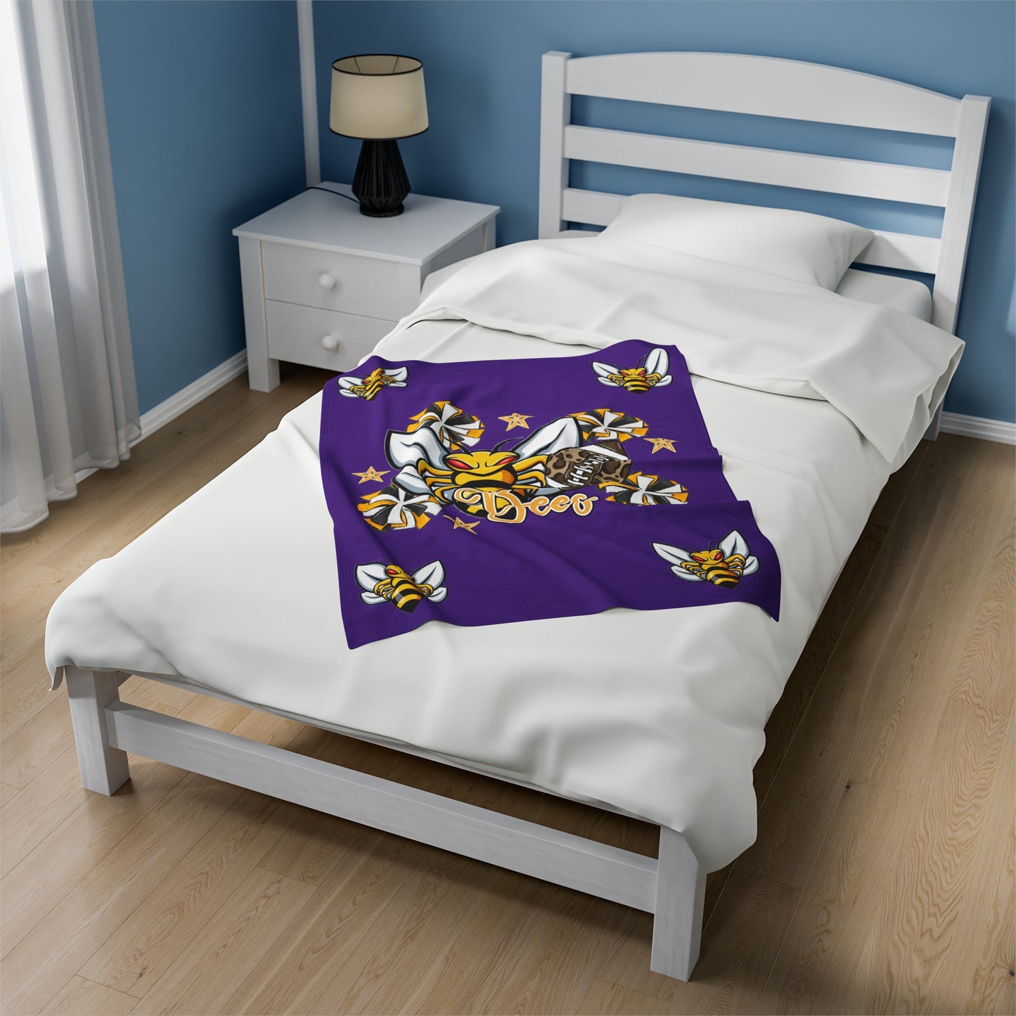 Bees-Apparel Bees Football Velveteen Plush Blanket