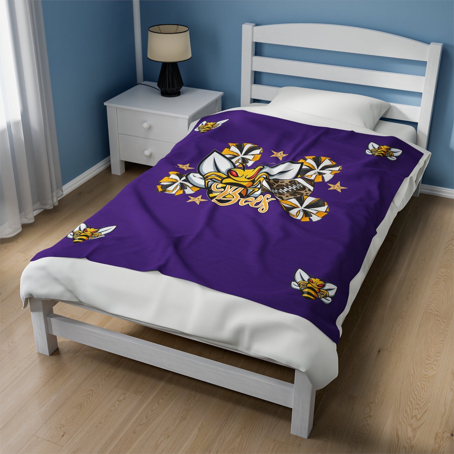 Bees-Apparel Bees Football Velveteen Plush Blanket