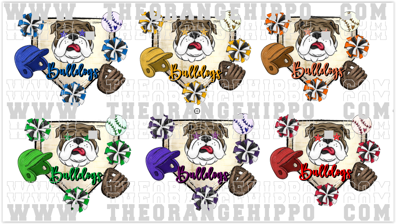 Bulldogs-Mascot Baseball Pompoms - PNG Digital