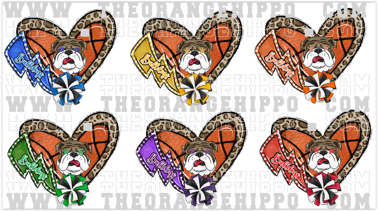 Bulldogs-Mascot Basketball Heart - PNG Digital