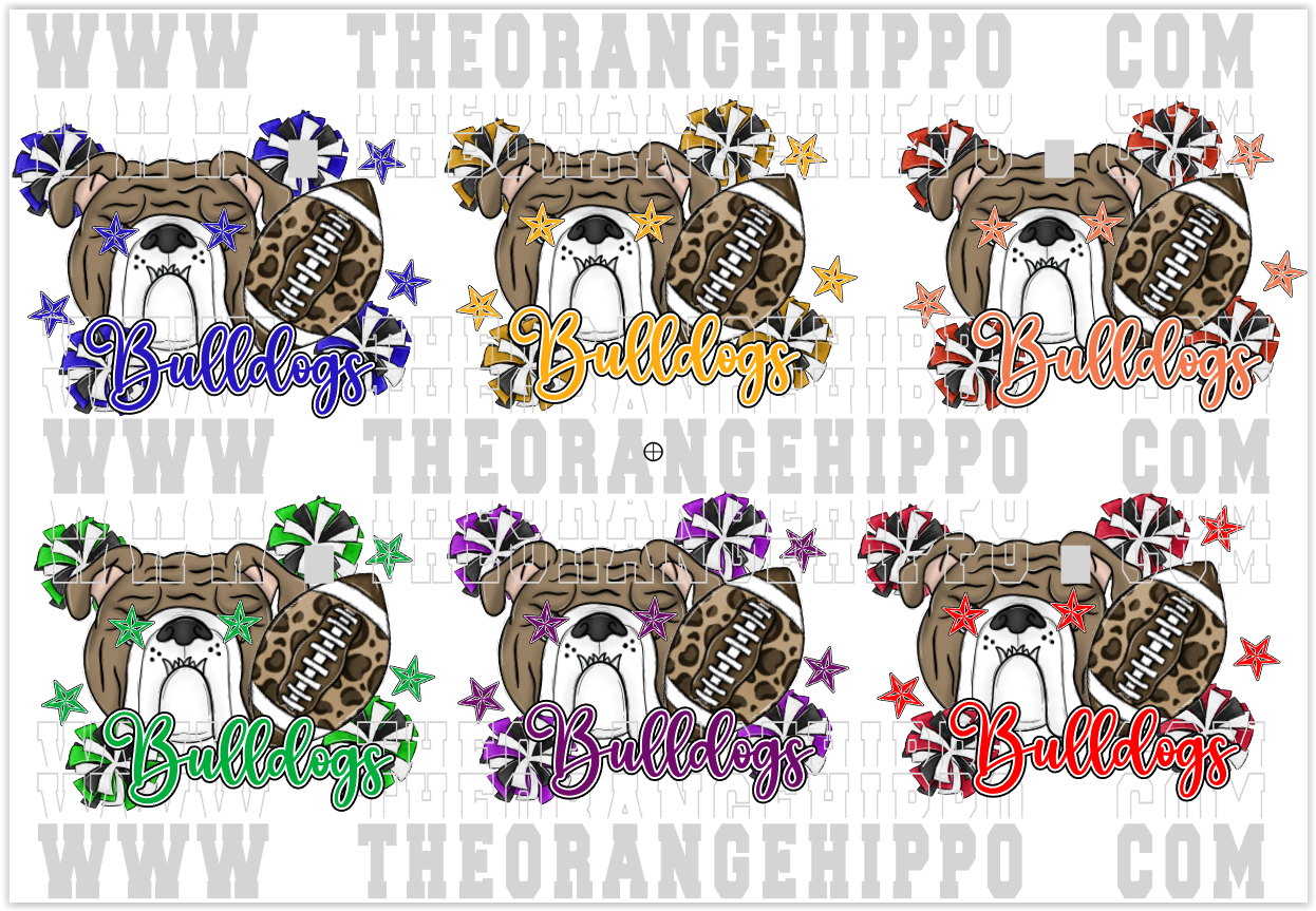 Bulldogs-Mascot Football Pompoms - PNG Digital